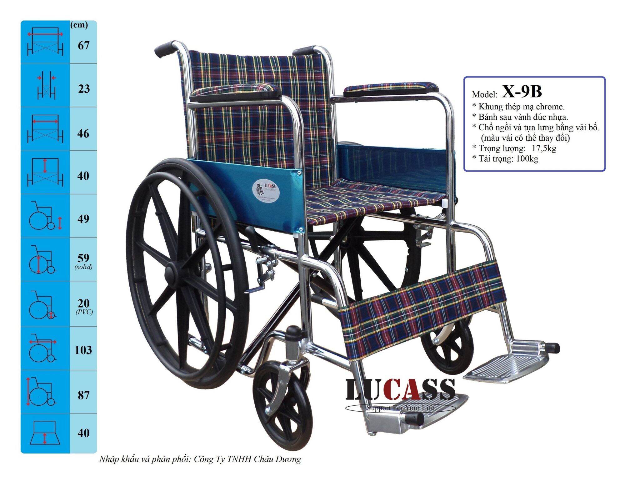  Xe lăn bánh mâm lucass X-9B
