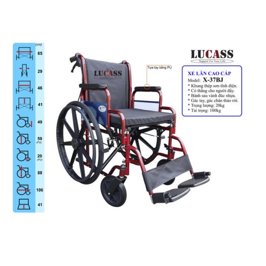  Xe lăn lucass cao cấp bánh mâm X-37BJ