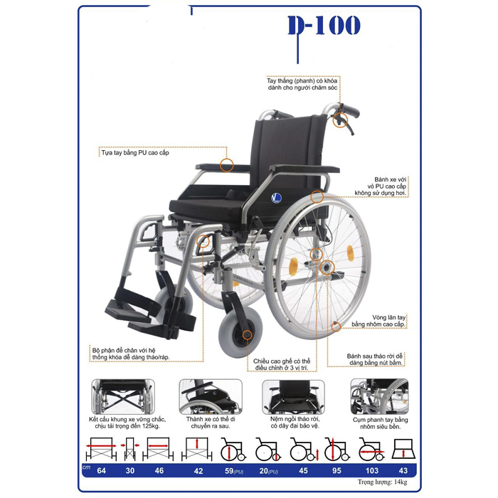  Xe lăn tay cao cấp Lucass XD-100